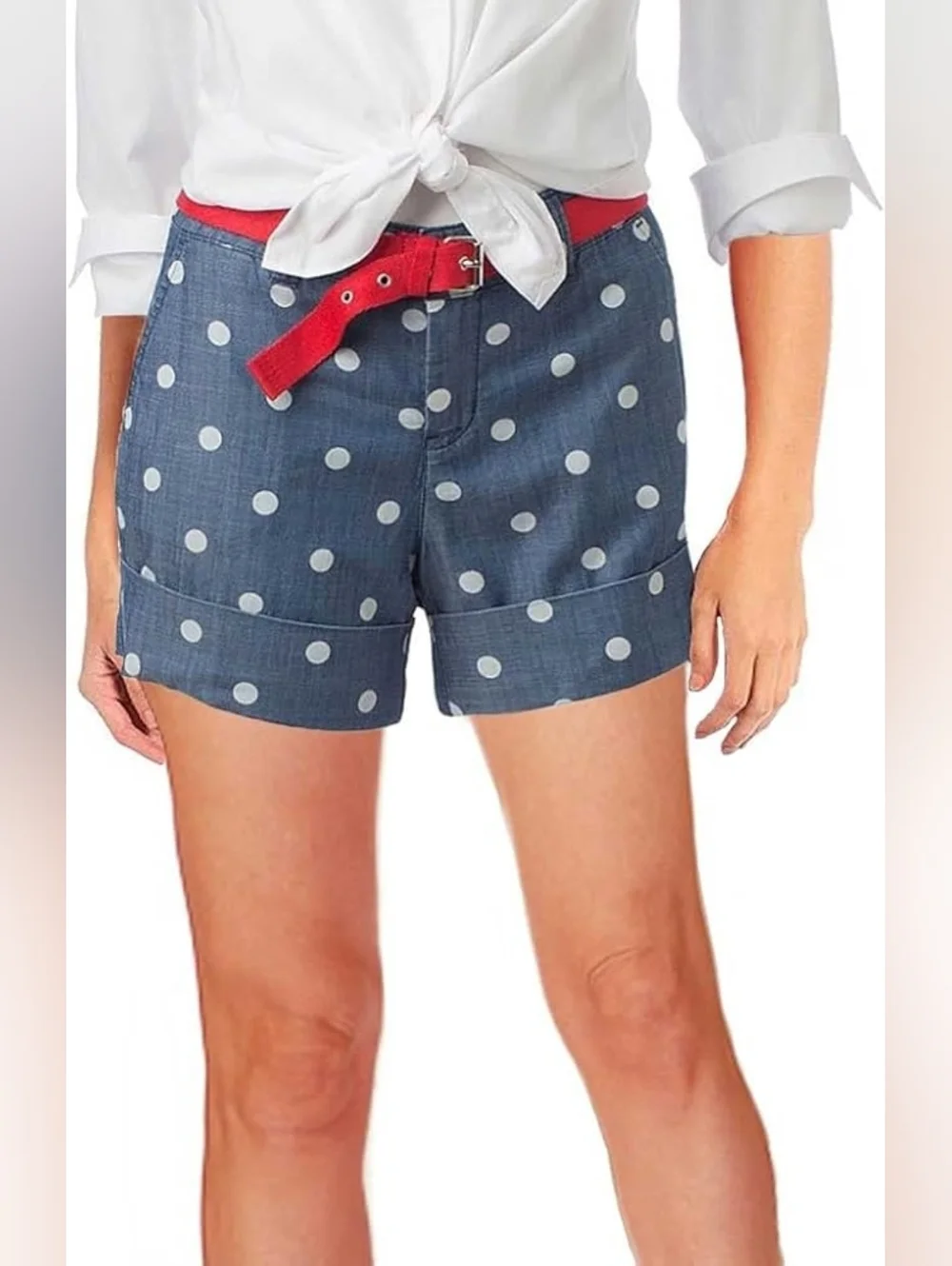 U.S. Polo Assn Polka Dot Chambray Shorts Red Belt Size 7 / 8